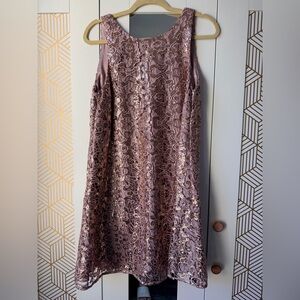 Badgley Mischka Shimmering Rose Gold Mini Dress